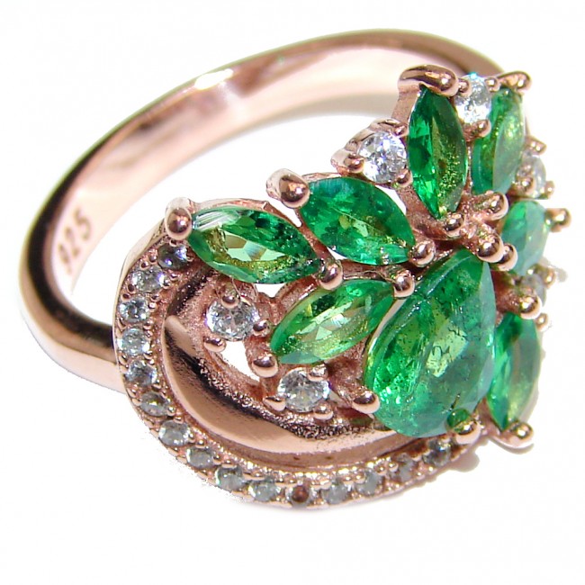 Genuine Chrome Diopside rose Gold over .925 Sterling Silver handcrafted ring size 7