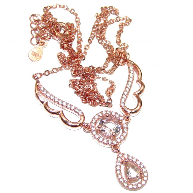 Angel's Wings Morganite Rose Gold over .925 Sterling Silver handmade Necklaces