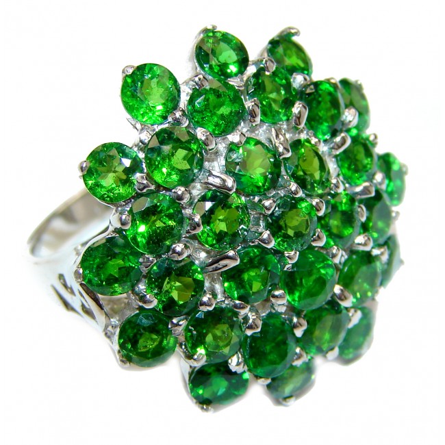 Spectacular Genuine Chrome Diopside .925 Sterling Silver handcrafted ring size 9