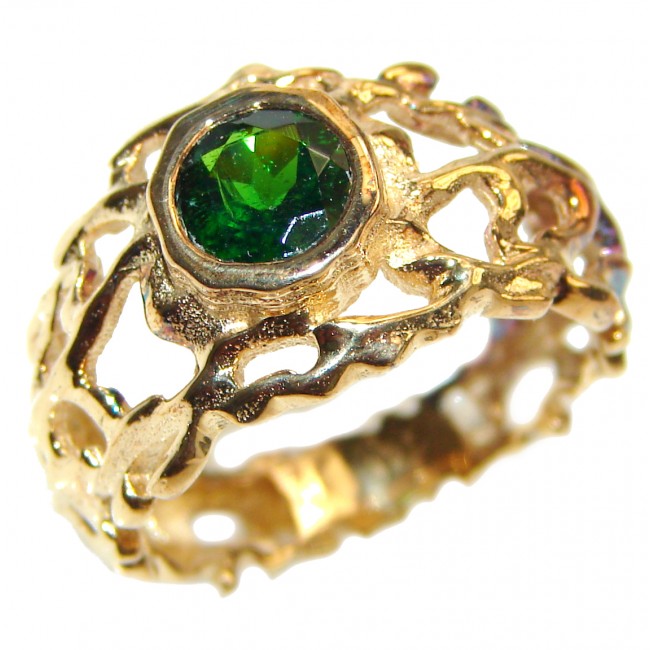 Natural Chrome Diopside 24K Rose Gold over .925 Sterling Silver Statement ring size 7 1/4