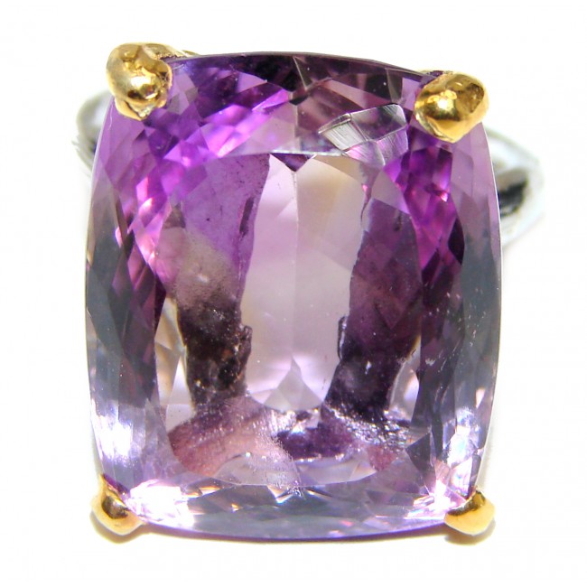 Large Royal style Natural Ametrine 18K Gold over .925 Sterling Silver handcrafted ring size 8