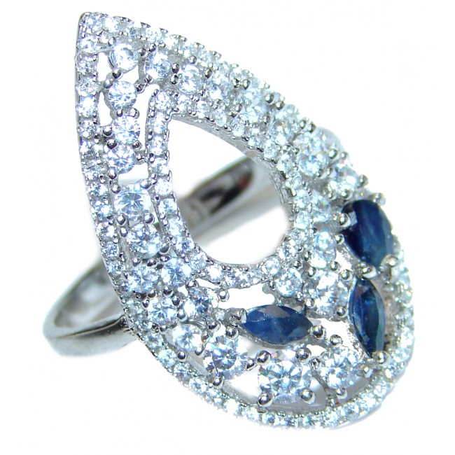 Fancy Sapphire .925 Sterling Silver handcrafted ring size 8 3/4