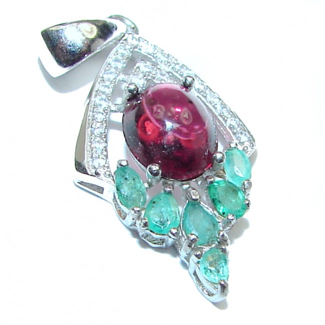 Posh Authentic Garnet Emerald .925 Sterling Silver Pendant