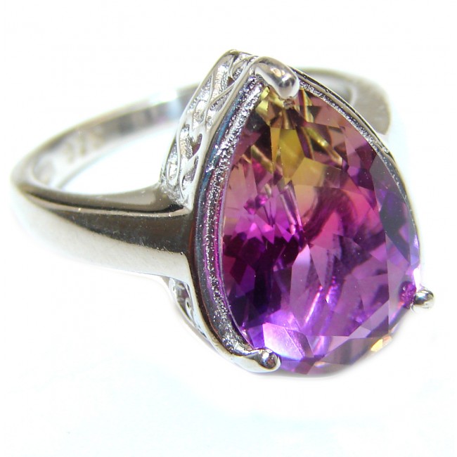 Genuine 25ct Ametrine .925 Sterling Silver handcrafted ring; s. 7