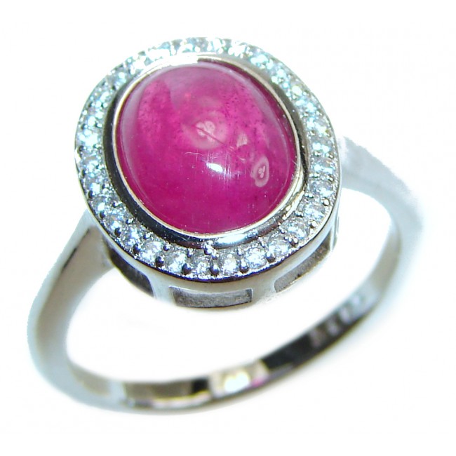Amazing Color Ruby .925 Sterling Silver handcrafted Statement Ring size 6