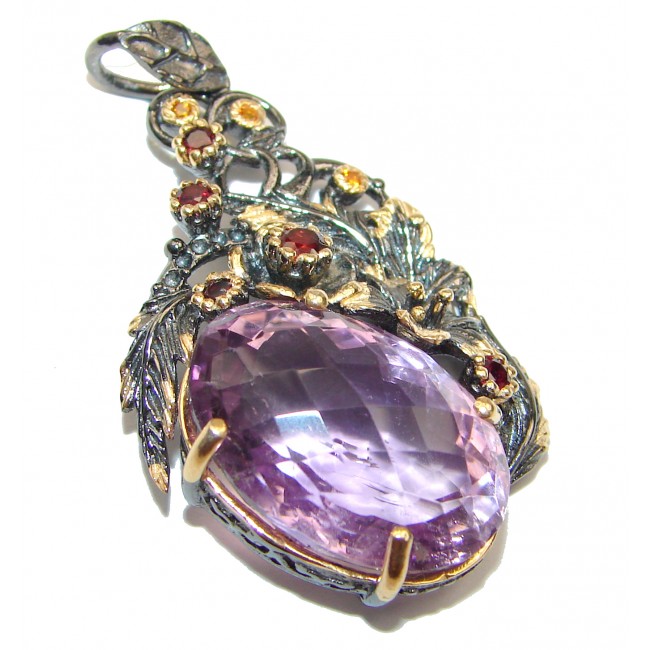Amazing Amethyst 14K Gold over .925 Sterling Silver handcrafted pendant
