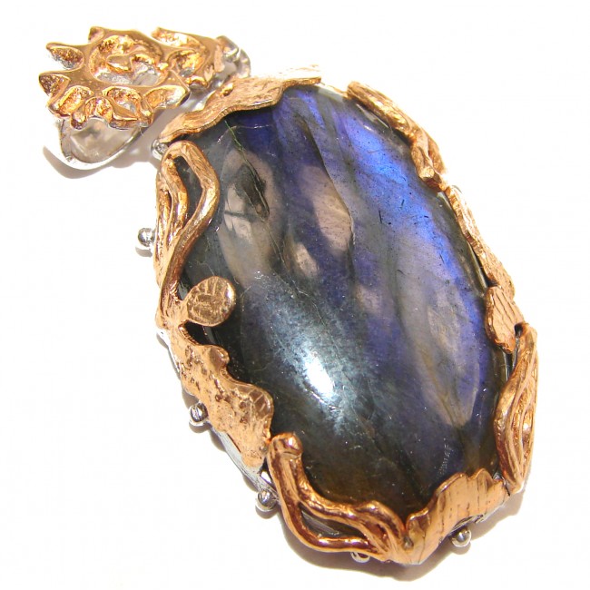 Vinatge Style Blue Fire Labradorite .925 Sterling Silver handcrafted Pendant