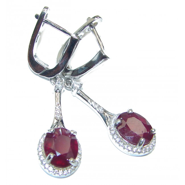 Authentic Ruby .925 Sterling Silver handmade LARGE earrings