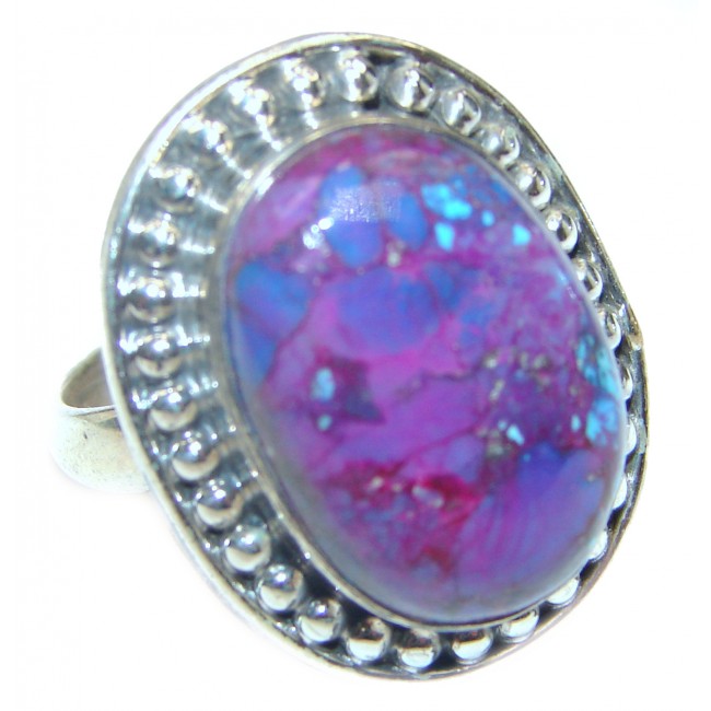 Huge Purple Turquoise .925 Sterling Silver handcrafted ring; s. 9