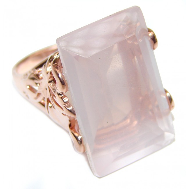 baguette cut 65ctw Rose Quartz Rose Gold over .925 Sterling Silver brilliantly handcrafted ring s. 6