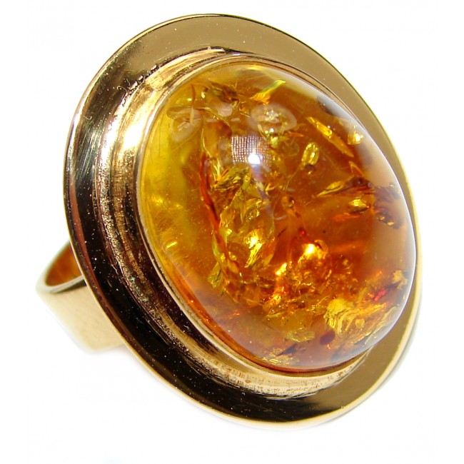 Excellent Vintage Design Baltic Amber .925 Sterling Silver handcrafted Ring s. 8 1/4