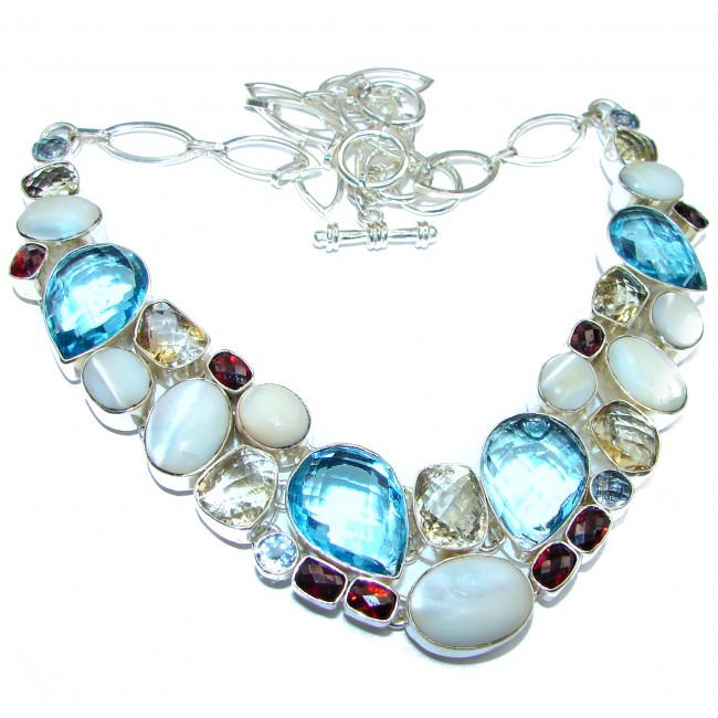 Unusal Style Blue Quartz Sterling Silver handmade necklace