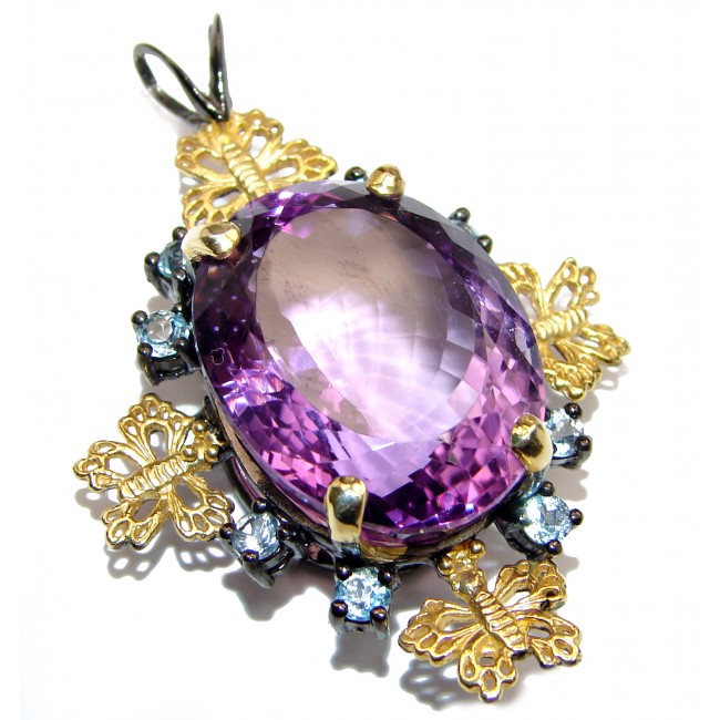 65CTW Amazing Amethyst 14K Gold over .925 Sterling Silver handcrafted pendant