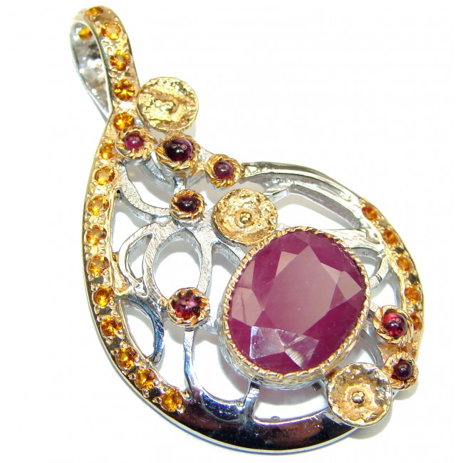 Authentic Kashmir Ruby .925 Sterling Silver Pendant