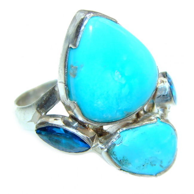 Natural Sleeping Beauty Turquoise .925 Sterling Silver handcrafted Ring s. 7 1/4