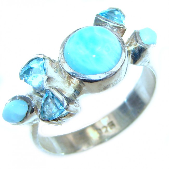 Real Beauty Natural Larimar .925 Sterling Silver handcrafted Ring s. 8 3/4