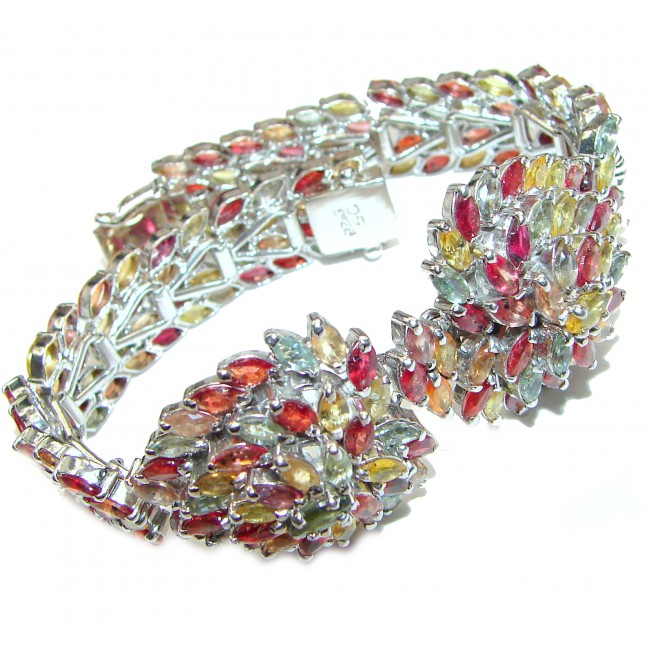 Spectacular Authentic multicolor Sapphire .925 Sterling Silver handcrafted Bracelet