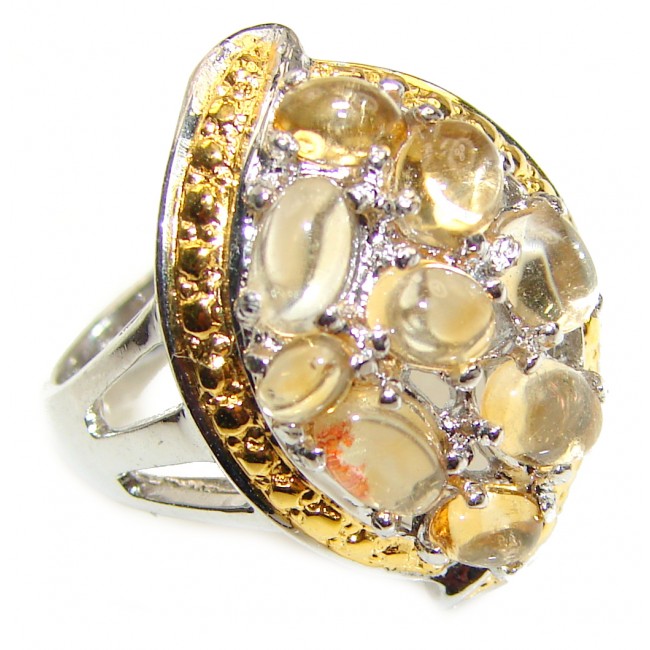 Real Beauty Genuine Citrine 14K Gold over .925 Sterling Silver handmade Ring size 7