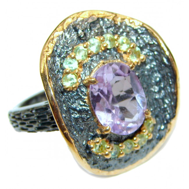 Purple Perfection Amethyst black rhodium over .925 Sterling Silver Ring size 8