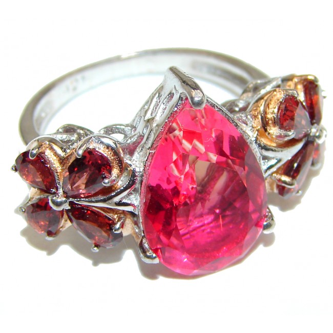 Pear cut Pink Topaz .925 Sterling Silver handcrafted Ring s. 6 3/4
