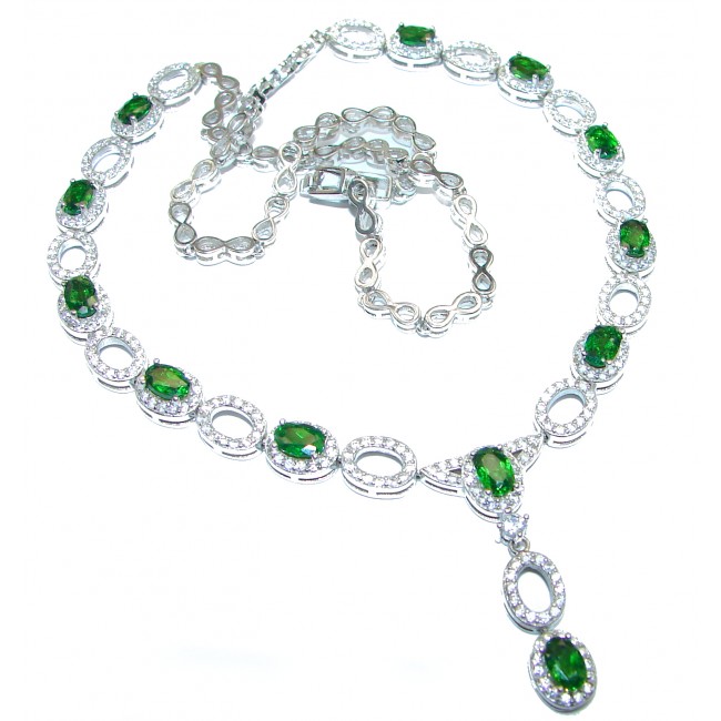 Alessandra Large authentic Emerald .925 Sterling Silver handcrafted Statement necklace