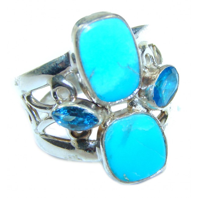 Natural Sleeping Beauty Turquoise .925 Sterling Silver handcrafted Ring s. 7