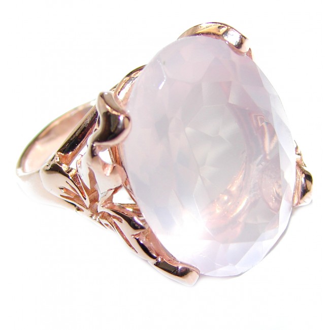 Oval Cut 45ctw best quality Rose Quartz 14K Gold over .925 Sterling Silver brilliantly handcrafted ring s. 7