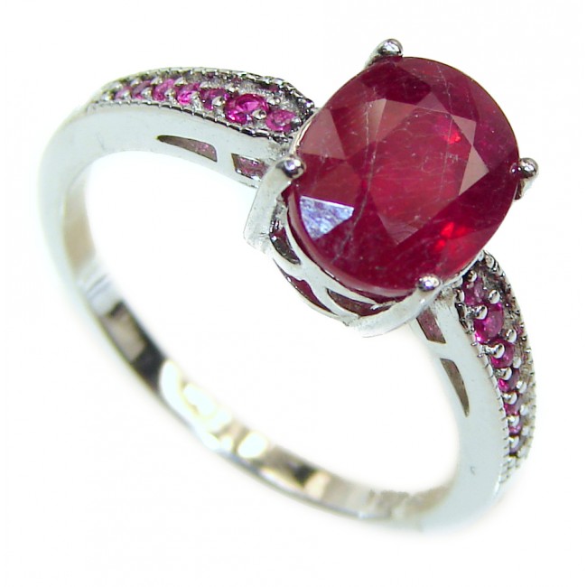 Genuine 4.2ctw Ruby .925 Sterling Silver handcrafted Statement Ring size 7