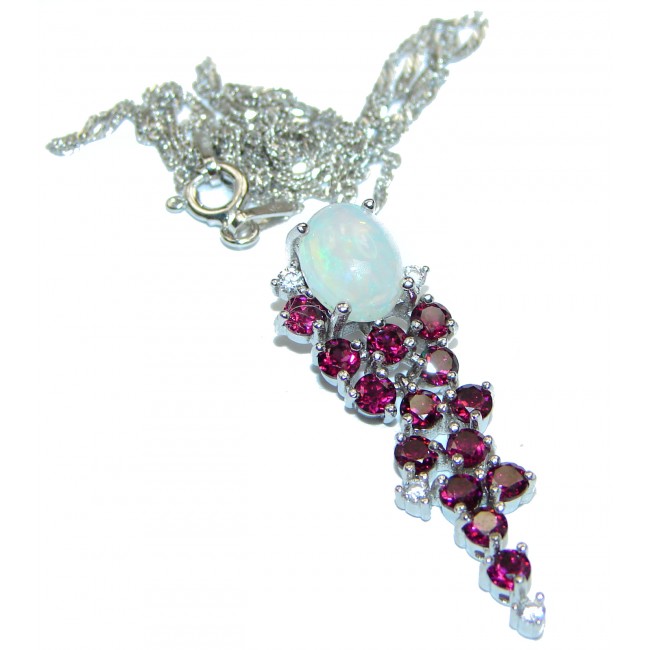 MasterPiece genuine Ethiopian Opal .925 Sterling Silver brilliantly handcrafted necklace