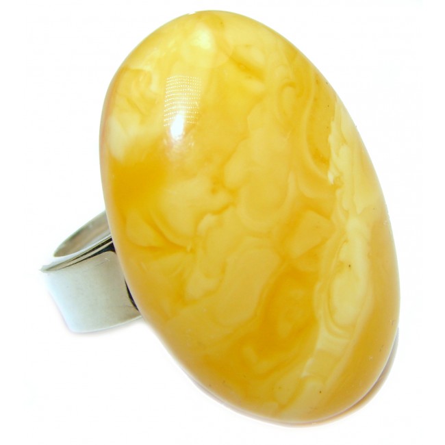 Excellent Vintage Design Baltic Amber .925 Sterling Silver handcrafted Ring s. 7 adjustable