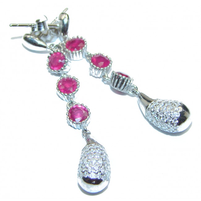 Authentic Kashmir Ruby .925 Sterling Silver handmade earrings