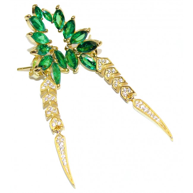 Spectacular Emerald 14K Gold over .925 Sterling Silver handmade earrings