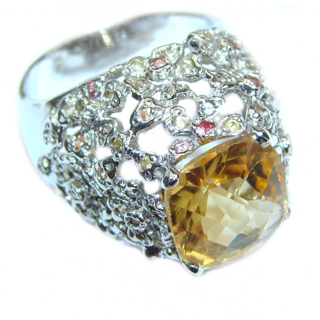 Vintage Style Natural Citrine Sapphire .925 Sterling Silver handcrafted Ring s. 8