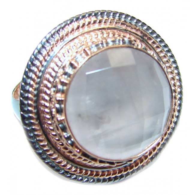 Rose Quartz Rose Gold over .925 Sterling Silver brilliantly handcrafted ring s. 7 adjustable