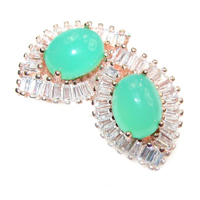 Vintage Style Authentic Chrysoprase .925 Sterling Silver handmade earrings