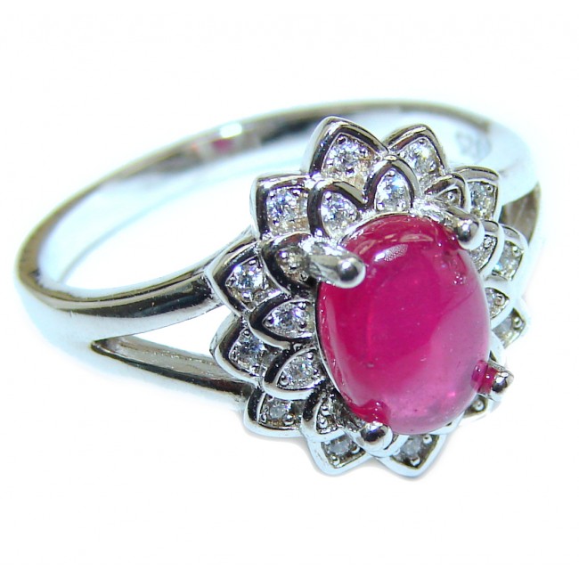 Genuine 2 ctw Ruby .925 Sterling Silver handcrafted Statement Ring size 7