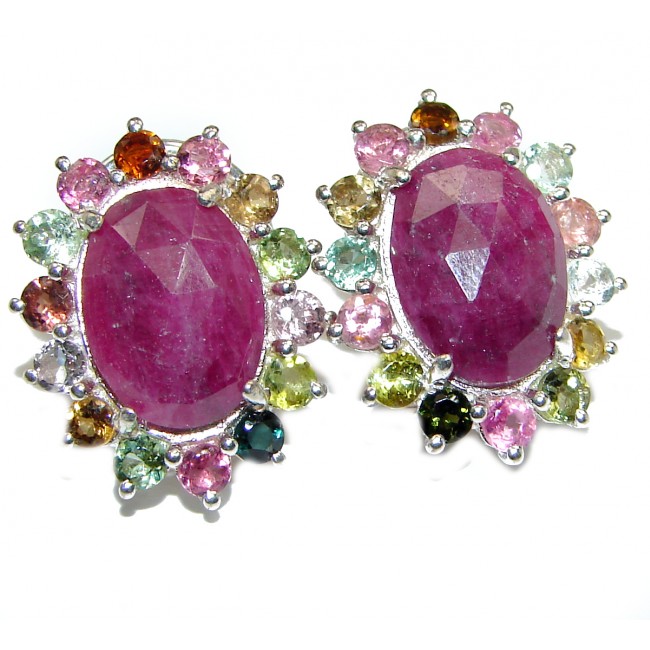Authentic Ruby Tourmaline .925 Sterling Silver handmade earrings