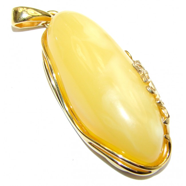 Incredible Beauty Natural Baltic Butterscotch Amber 18K GOLD OVER .925 Sterling Silver handmade Pendant
