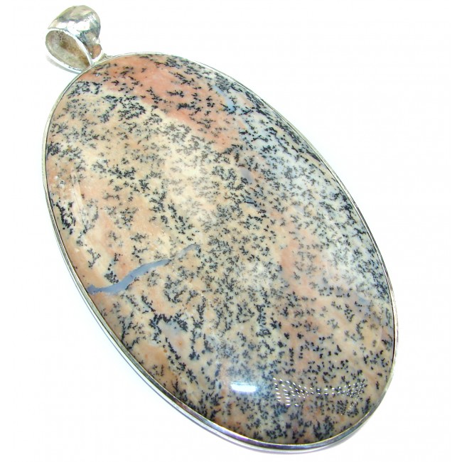 HUGE Perfect quality Dendritic Agate .925 Sterling Silver handmade Pendant