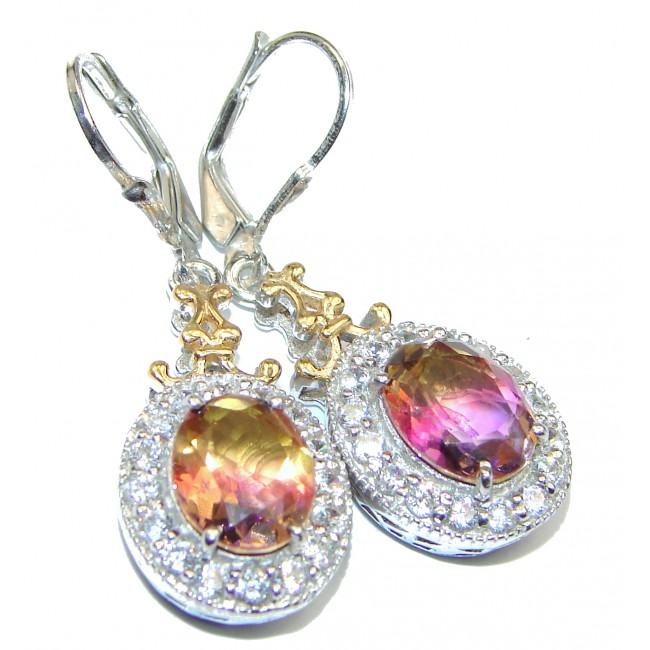 Precious Ametrine .925 Sterling Silver entirely handmade earrings