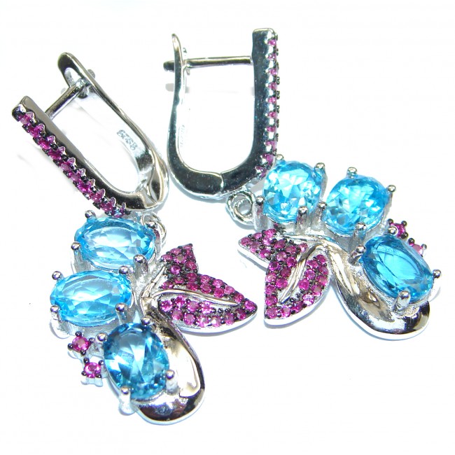 Emily Authentic Swiss Blue Topaz .925 Sterling Silver handmade earrings