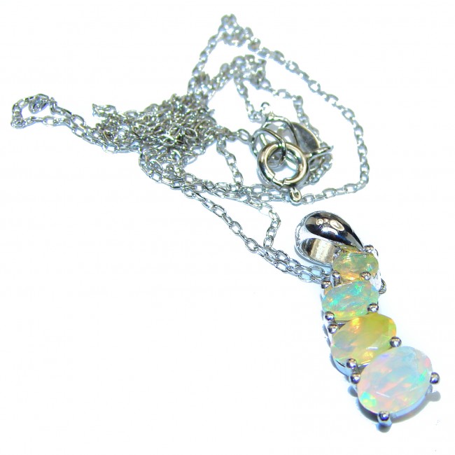 Awesome Natural Pink Opal .925 Silver Enamel Necklace