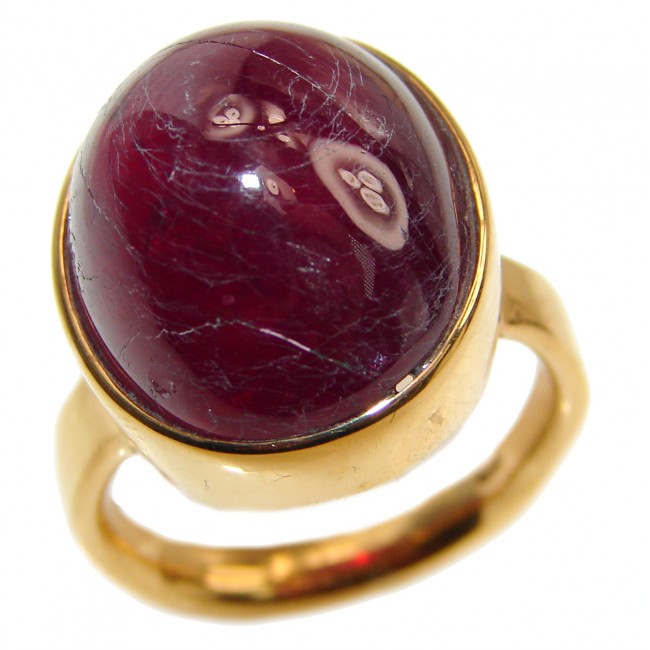 Large Genuine 31ctw Ruby 18K Gold over .925 Sterling Silver handcrafted Statement Ring size 7 1/4