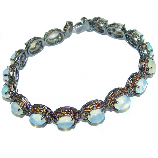 Victorian Style Authentic Ethiopian Opal Sapphire .925 Sterling Silver handcrafted Bracelet