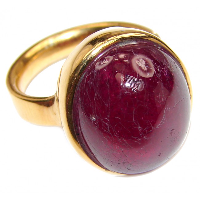 Large Genuine 31ctw Ruby 18K Gold over .925 Sterling Silver handcrafted Statement Ring size 7