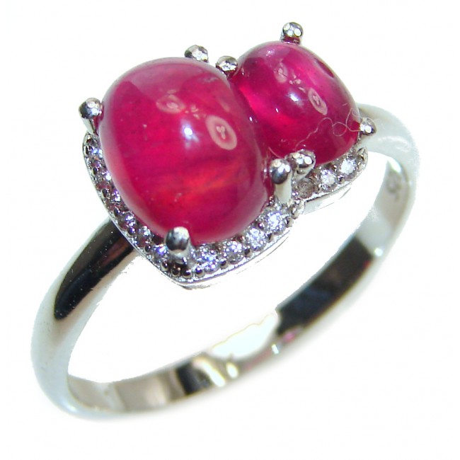 Genuine 25 ctw Star Ruby Watermelon Tourmaline .925 Sterling Silver handcrafted Statement Ring size 8 3/4