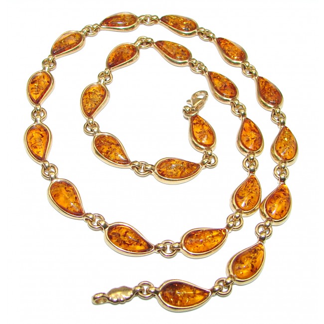 Natural Polish Amber Turquoise 14k Gold over .925 Sterling Silver handcrafted necklace