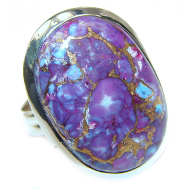 Purple Turquoise .925 Sterling Silver handcrafted ring; s. 9