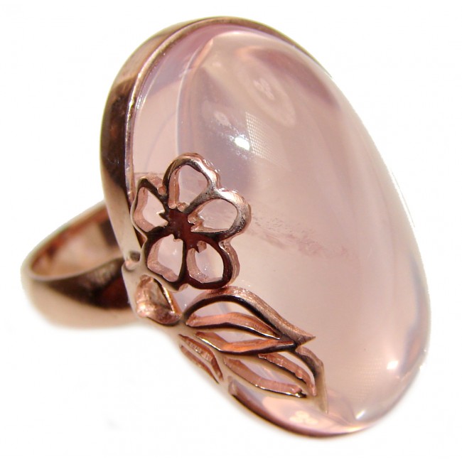 55ctw Rose Quartz Rose Gold over .925 Sterling Silver brilliantly handcrafted ring s. 8