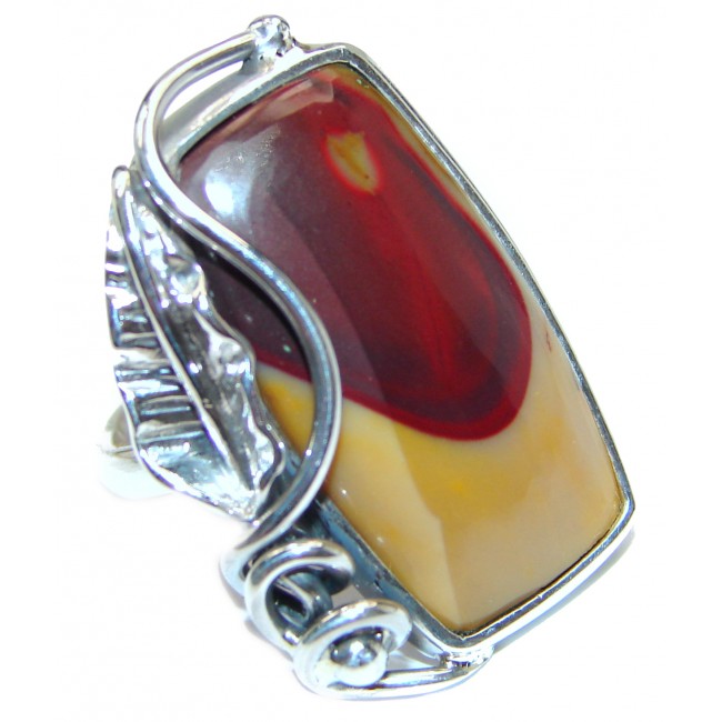 Large Flawless Australian Mookaite .925 Sterling Silver Ring size 8 adjustable